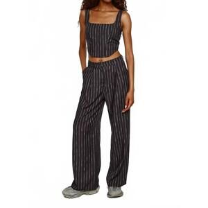 NEW ANOTHER GIRL pinstripe wide leg trouser in navy pinstripe